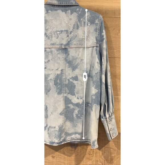 GANNI bleach denim button up shirt top size 34/ S - Picture 9 of 10